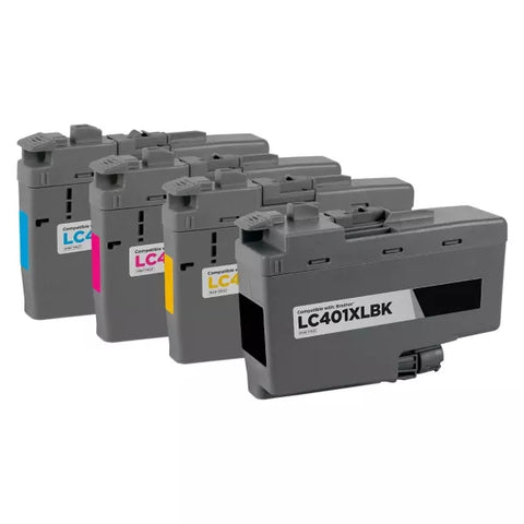 Compatible Brother LC401XL Ink Set High Yield (Black, Cyan, Magenta, Yellow)