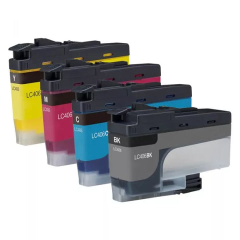 Compatible Brother LC406 Ink Cartridge Set (Black, Cyan, Magenta, Yellow)