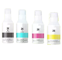 Compatible Canon GI-26 Ink Bottle Set (Black, Cyan, Magenta, Yellow)
