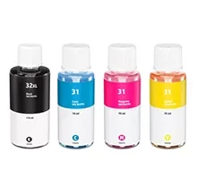 Compatible HP 32XL Black & HP 31 Cyan Magenta Yellow Ink Bottle Set