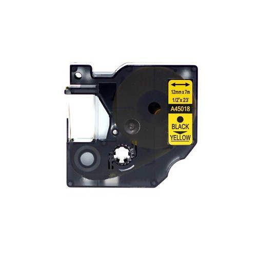 Compatible Dymo D1 45018 12mm (0.5 Inch) Black on Yellow Label Tape