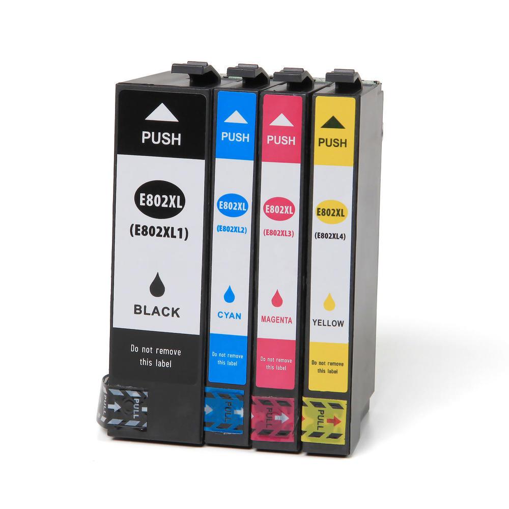 Compatible Epson T802XL High Yield Ink Cartridge Set (Black, Cyan, Magenta, Yellow)