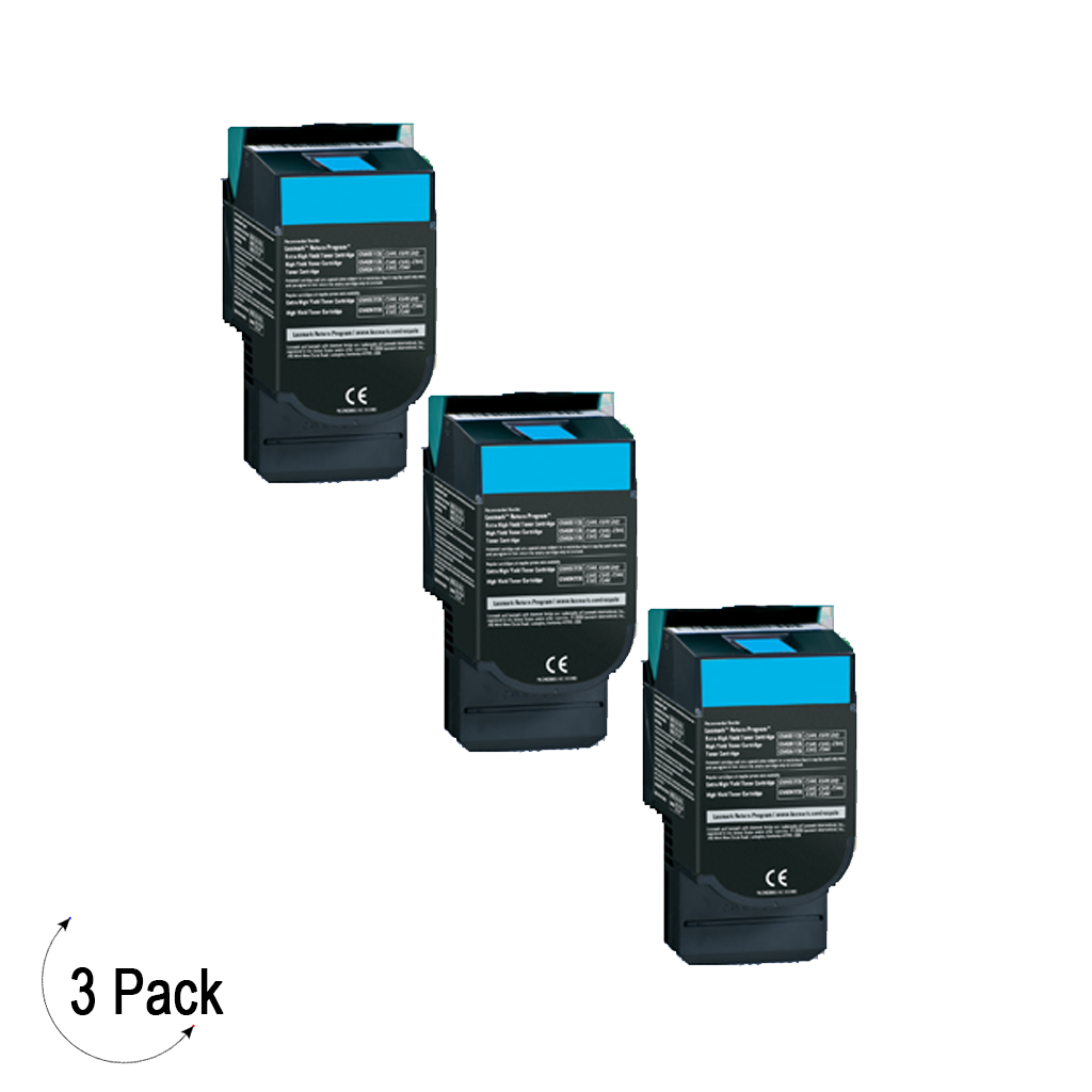 Compatible Lexmark C54X X54X Cyan -Toner 3 Pack (C540H2CG)