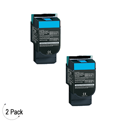 Compatible Lexmark C54X X54X Cyan -Toner 2 Pack (C540H2CG)