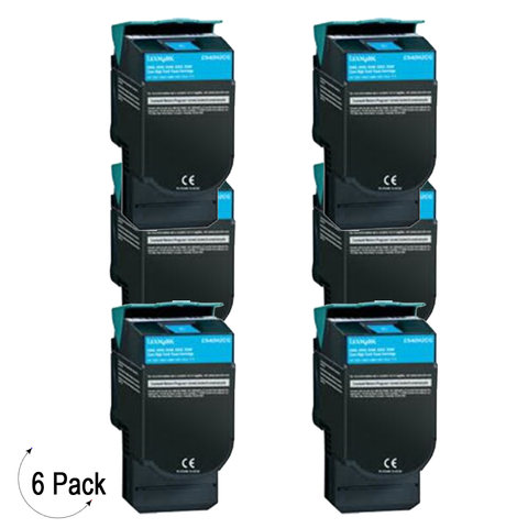 Compatible Lexmark C544 C546 X544 Cyan -Toner 6 Pack (C544X2CG)