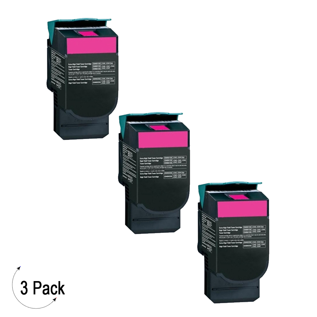 Compatible Lexmark C544 C546 X544 Magenta -Toner 3 Pack (C544X2MG)