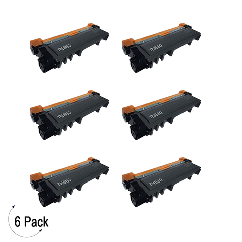 Compatible Brother TN 660 Black Toner Cartridge High Yield Version of TN630 6 Pack