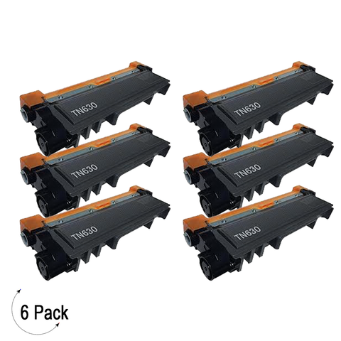 Compatible Brother TN 630 Black Toner Cartridge 6 Pack